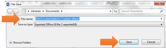 Customized ribbon and quick access toolbar import customization file
