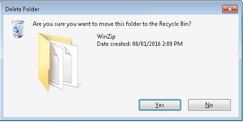 WinZip error code 5 delete folder