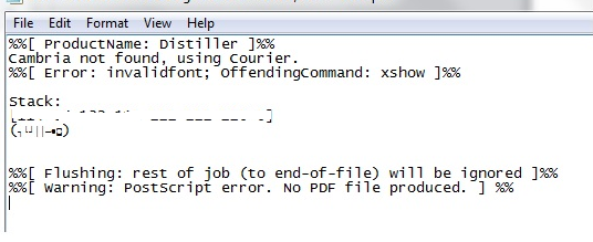 distiller error message offenendingcommand