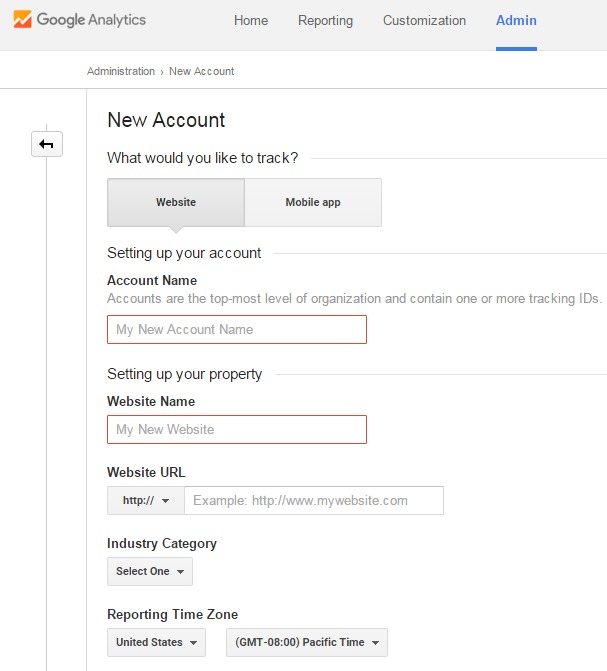 How to setup Google Analytics Account New Account