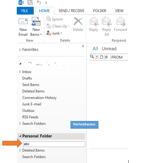 Personal Folder in Outlook 2013