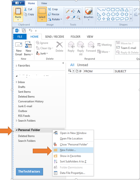 Personal Folder in Outlook 2013
