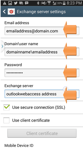 exchange server settings-microsoft exchange active sync