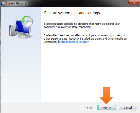 windows system restore-select file