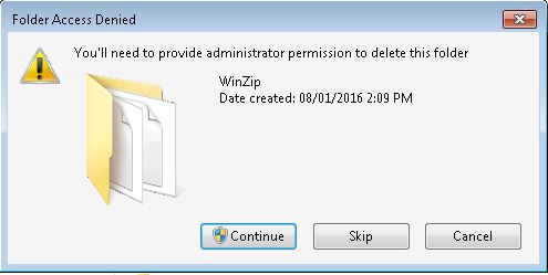 WinZip error code 5 delete confirmation