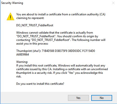 fiddler root cert